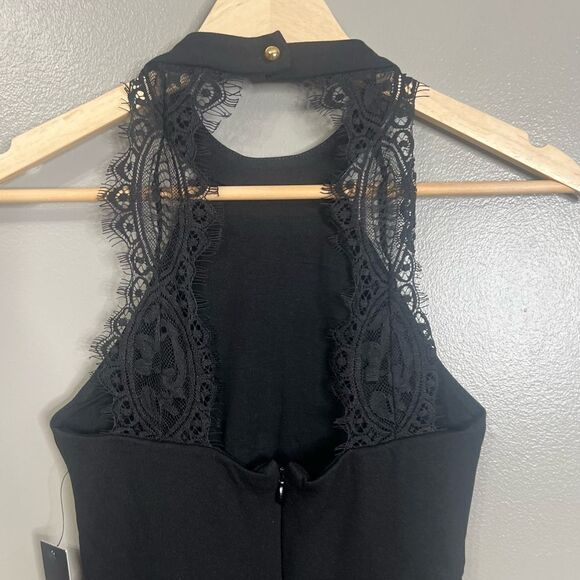 Lulus Endlessly Alluring Black Lace Bodycon Dress small Lbd cocktail mob wife - Picture 5 of 10